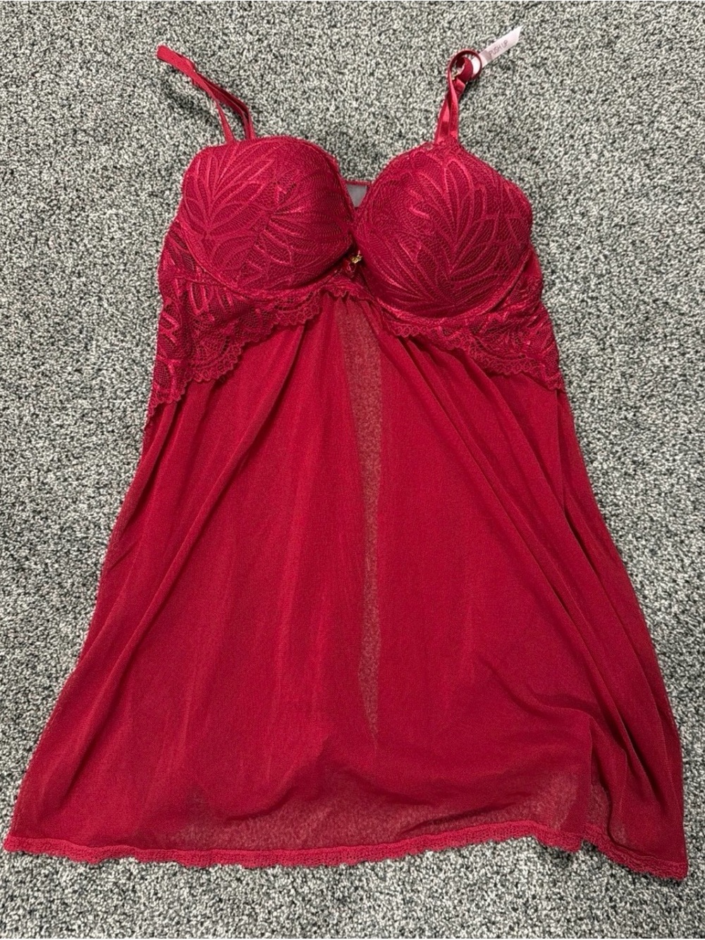 Daisy Fuentes Red Lace Push-Up Babydoll Chemise